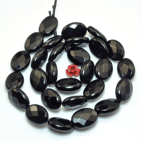 Black Onyx faceted oval beads loose gemstone wholesale for jewelry making DIY bracelet necklace all sizes