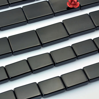 Black Onyx smooth rectangle beads gemstone wholesale jewelry making bracelet necklace diy stuff