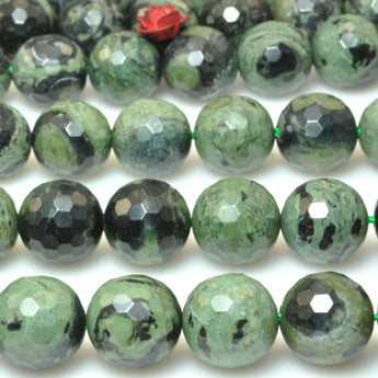 Natural Kambaba Jasper faceted loose round beads green gemstone wholesale jewelry making supplies 15"