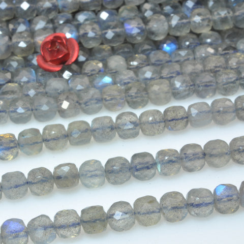 Natural labradorite faceted square cube beads loose gemstone wholesale jewelry making bracelet stuff