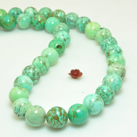 Green turquoise smooth round loose beads wholesale gemstone jewelry making bracelet diy stuff