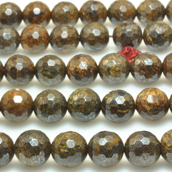 Natural Bronzite stone faceted round beads loose gemstone wholesale jewelry making bracelet diy stuff