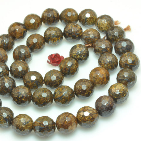 Natural Bronzite stone faceted round beads loose gemstone wholesale jewelry making bracelet diy stuff