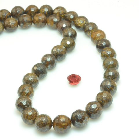 Natural Bronzite stone faceted round beads loose gemstone wholesale jewelry making bracelet diy stuff