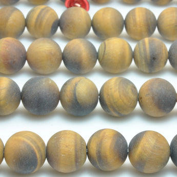 Natural yellow tiger eye stone matte round loose beads gemstone wholesale jewelry making bracelet diy stuff