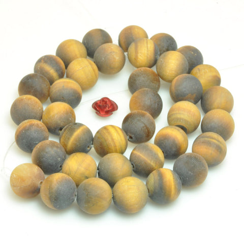 Natural yellow tiger eye stone matte round loose beads gemstone wholesale jewelry making bracelet diy stuff