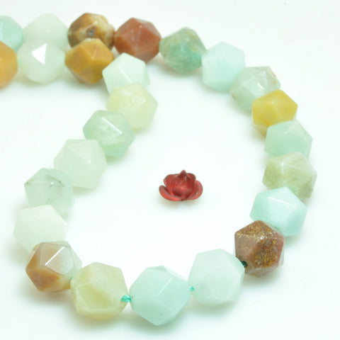 Natural Amazonite star cut faceted nugget beads gemstone wholesale jewelry making bracelet diy stuff