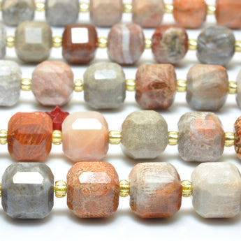 Natural fossil coral jasper faceted cube beads loose stones wholesale gemstones for Women jewelry DIY making bracelet necklace