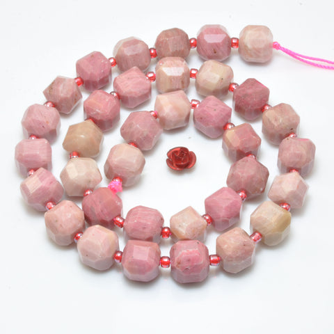 Natural Pink Rhodonite faceted cube beads wholesale loose gemstone semi precious stones for jewelry making  diy bracelet necklace