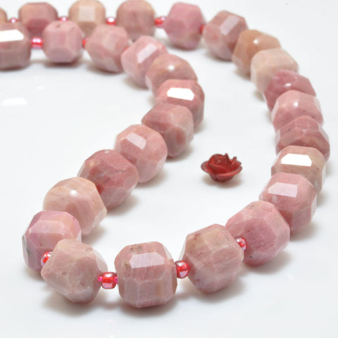 Natural Pink Rhodonite faceted cube beads wholesale loose gemstone semi precious stones for jewelry making  diy bracelet necklace