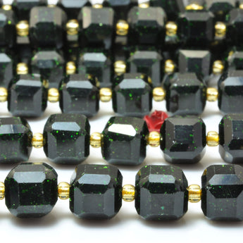 Green Sandstone faceted cube beads goldstone beads wholesale loose gemstones for jewelry DIY making bracelet necklace