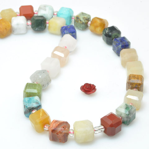 Natural mixed stones faceted cube loose beads multicolored jasper wholesale gemstones for jewelry DIY making bracelet necklace