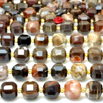 Natural petrified wood jasper faceted cube loose beads wholesale gemstone semi precious stone bracelet diy jewelry making