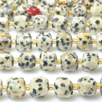 Natural Dalmatian jasper faceted cube beads loose gemstone semi precious stones for bracelet necklace jewelry DIY making