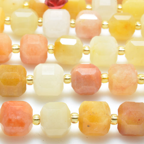 Natural gold silk jade faceted cube beads wholesale gemstone loose yellow stone for jewelry DIY making bracelet necklace