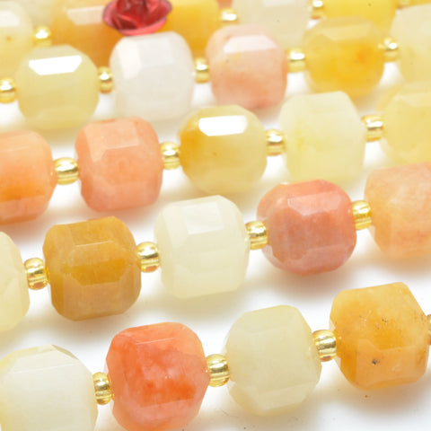 Natural gold silk jade faceted cube beads wholesale gemstone loose yellow stone for jewelry DIY making bracelet necklace