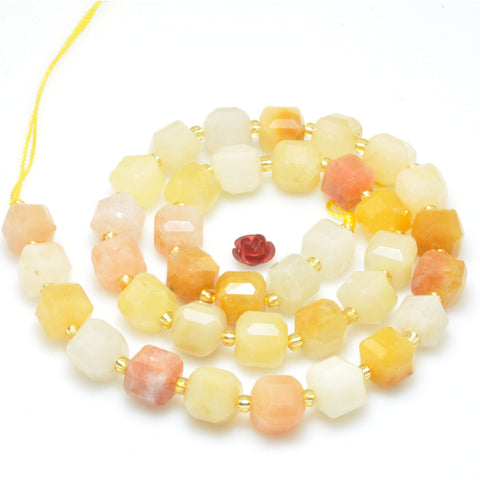 Natural gold silk jade faceted cube beads wholesale gemstone loose yellow stone for jewelry DIY making bracelet necklace