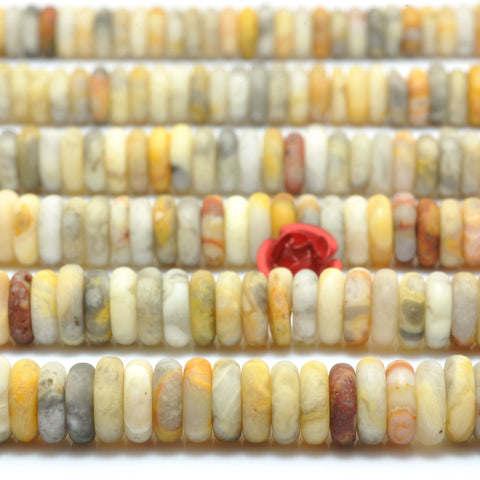 Natural Crazy Lace Agate matte rondelle spacer beads loose gemstones wholesale yellow semi precious stone for jewelry DIY making bracelet necklace