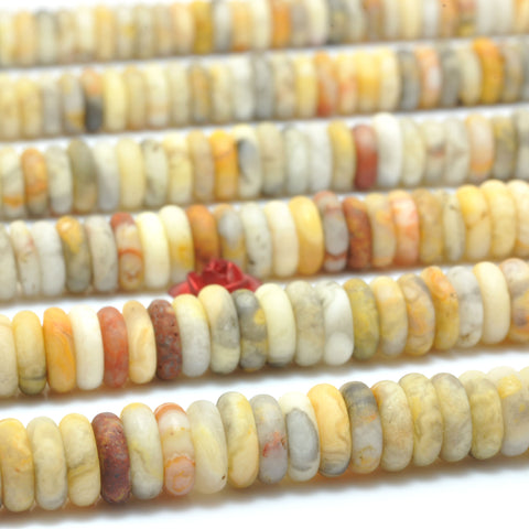 Natural Crazy Lace Agate matte rondelle spacer beads loose gemstones wholesale yellow semi precious stone for jewelry DIY making bracelet necklace