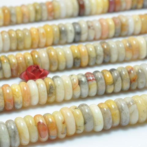 Natural Crazy Lace Agate smooth rondelle spacer beads loose gemstones yellow semi precious stone for jewelry diy making bracelet necklace