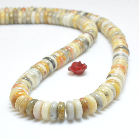 Natural Crazy Lace Agate smooth rondelle spacer beads loose gemstones yellow semi precious stone for jewelry diy making bracelet necklace