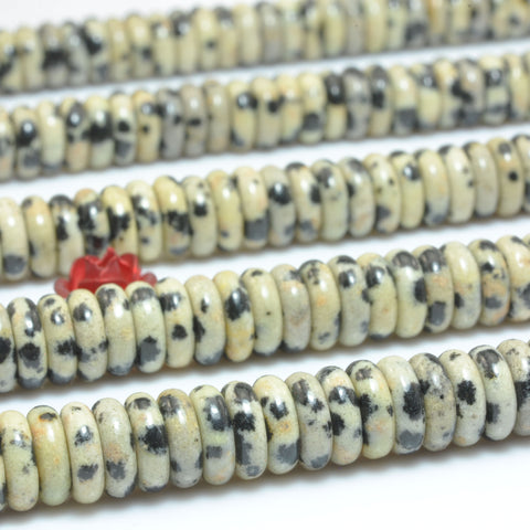 Natural Dalmatian jasper smooth rondelle spacer beads loose gemstones semi precious stone for bracelet necklace jewelry DIY making