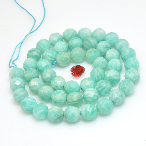Natural Amazonite faceted round beads wholesale loose gemstone semi precious stones for jewelry making diy bracelet necklace supplies