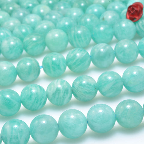 Natural Amazonite smooth round beads wholesale loose gemstone semi precious stones for bracelet necklace jewelry DIY making