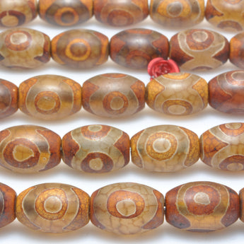 Tibetan Agate Dzi three-eyes smooth rice beads wholesale gemstone for jewerly making DIY bracelets necklaces