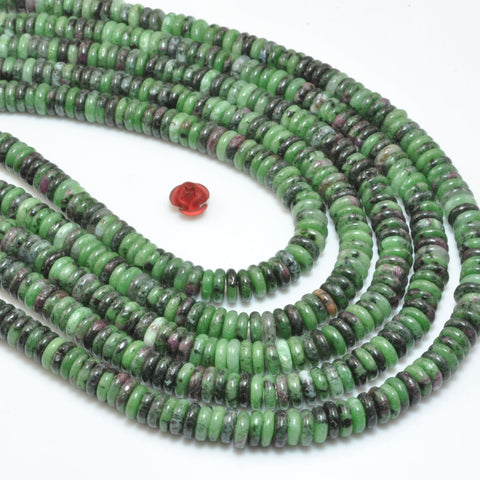 Natural Epidote Ruby Zoisite stone smooth rondelle spacer beads loose green gemstone for jewelry making DIY bracelet necklace