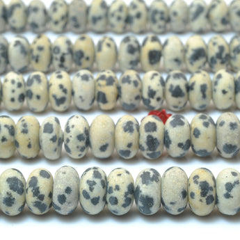 Natural Dalmatian jasper matte rondelle beads loose gemstone semi precious stones for  jewelry making DIY bracelet necklace