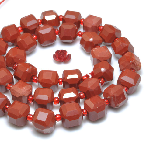 Natural Red Jasper Stone faceted cube loose beads wholesale gemstone for jewelry making DIY bracelet necklace 15"