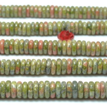 Natural Unakite Stone smooth rondelle spacer loose beads wholesale gemstone for jewelry making bracelets necklaces DIY