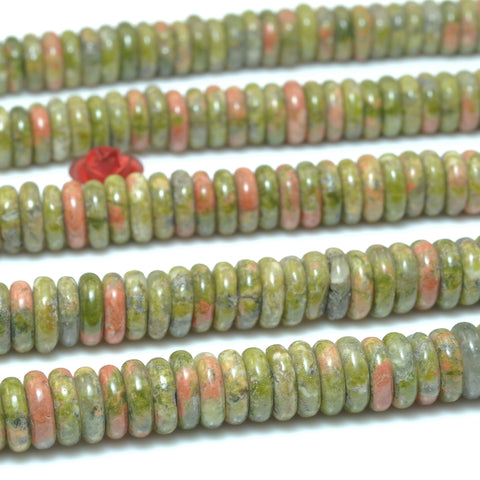 Natural Unakite Stone smooth rondelle spacer loose beads wholesale gemstone for jewelry making bracelets necklaces DIY