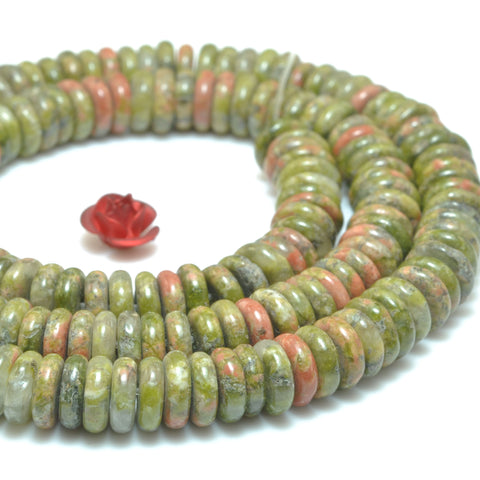 Natural Unakite Stone smooth rondelle spacer loose beads wholesale gemstone for jewelry making bracelets necklaces DIY