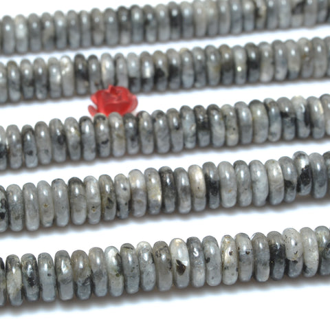 Natural Black Labradorite smooth rondelle spacer beads larvikite stone wholesale gemstone for jewelry making bracelet necklace
