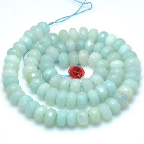 Natural Amazonite faceted rondelle loose beads wholesale gemstone jewelry making DIY bracelets necklace