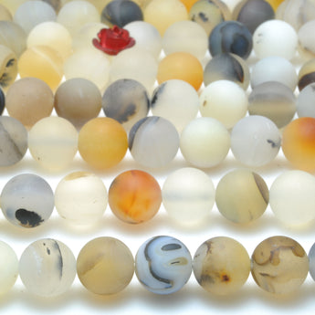 Natural Dendritic Agate matte round loose beads wholesale gemstones for jewelry making bracelet necklace suppies