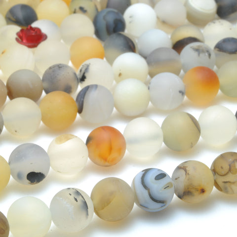 Natural Dendritic Agate matte round loose beads wholesale gemstones for jewelry making bracelet necklace suppies
