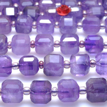 Natural Amethyst faceted cube loose beads purple crystal stone wholesale gemstones for jewelry making DIY bracelet necklace supplies