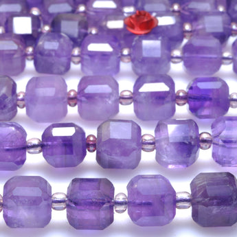 Natural Amethyst faceted cube loose beads purple crystal stone wholesale gemstones for jewelry making DIY bracelet necklace supplies
