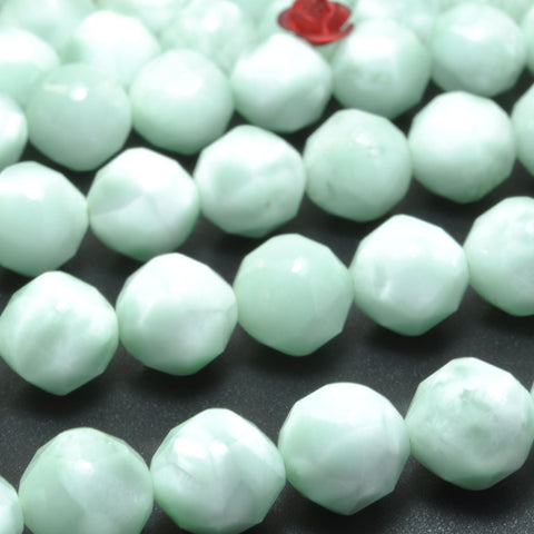 Natural Green Angelite Diamond Cut facaeted round loose beads wholesale gemstone for jewelry making bracelet necklace