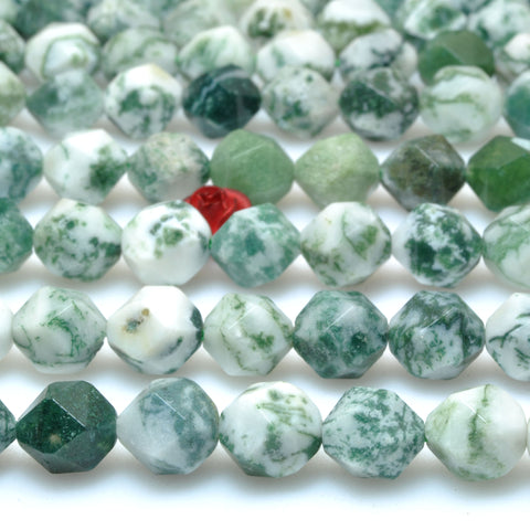 A Grade-Natural Green Tree Agate star cut faceted nugget beads wholesale gemstones for jewelry making bracelet necklace