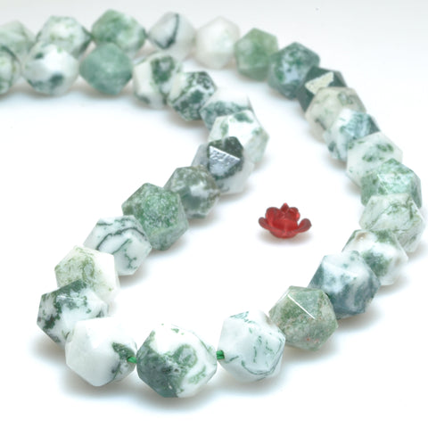 A Grade-Natural Green Tree Agate star cut faceted nugget beads wholesale gemstones for jewelry making bracelet necklace