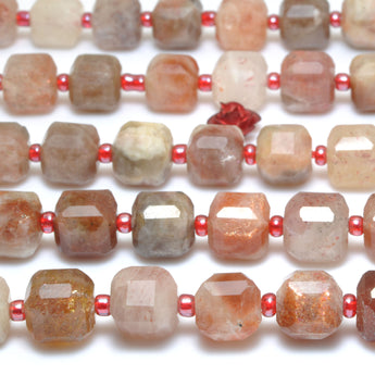 Natural Sunstone faceted cube loose beads wholesale gemstones for jewelry making DIY bracelet necklace supplies