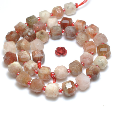 Natural Sunstone faceted cube loose beads wholesale gemstones for jewelry making DIY bracelet necklace supplies