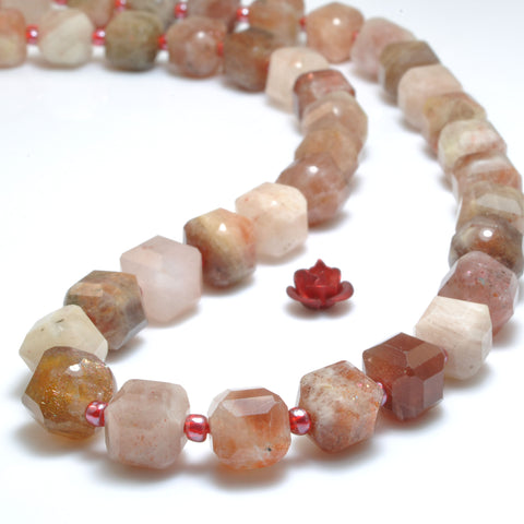 Natural Sunstone faceted cube loose beads wholesale gemstones for jewelry making DIY bracelet necklace supplies