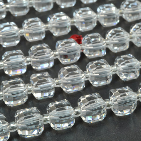 Natural Clear Rock Crystal faceted cube beads white quartz stone loose gemstones for jewelry making DIY bracelet necklace