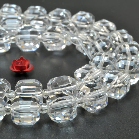 Natural Clear Rock Crystal faceted cube beads white quartz stone loose gemstones for jewelry making DIY bracelet necklace