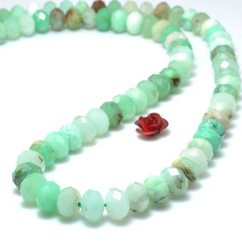 Natural Chrysoprase Stone faceted rondelle loose beads green Australian jade gemstone for jewelry making DIY bracelets necklaces 15"